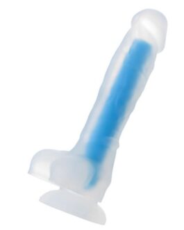 Censan Beyond Mavi Matt Glow Gece Parlayan Dildo, Silikon, şeffaf, 18 cm