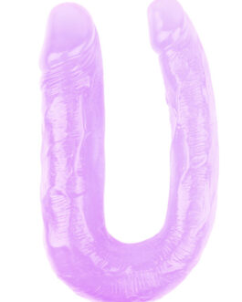 Hi-Rubber şeffaf Jel Çift Tarafli Egik Dildo – 17cm Mor